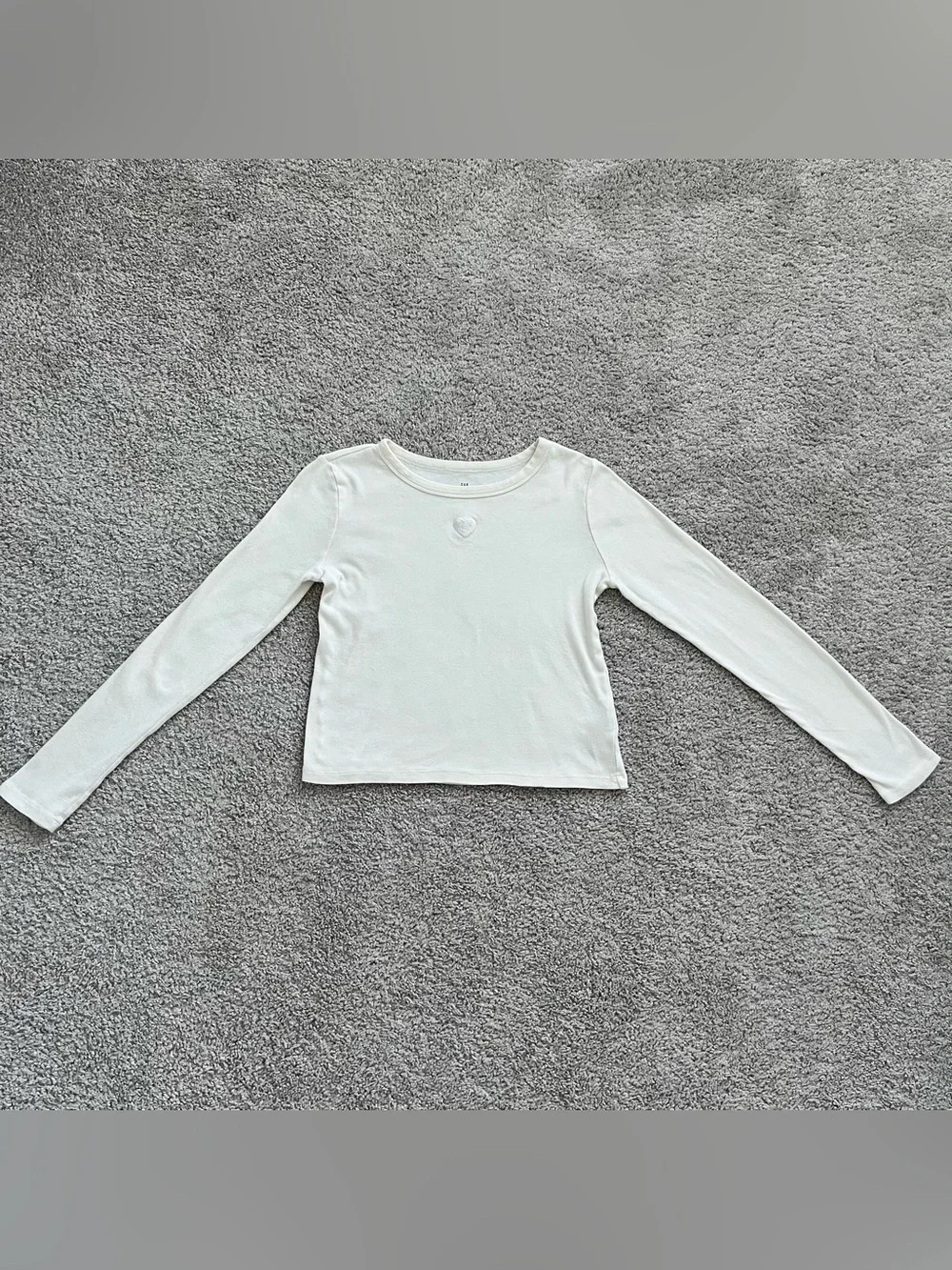 GAP Cotton Cream Long-Sleeve Shirt with Small Heart Accent